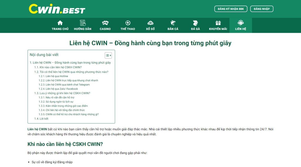 Liên hệ tổng đài Cwin ngay nếu bạn có bất cứ thắc mắc hay vấn đề trong quá trình trải nghiệm